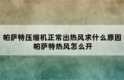 帕萨特压缩机正常出热风求什么原因 帕萨特热风怎么开